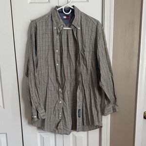 90s Vintage Tommy Hilfiger Men's Plaid Button-Down Shirt